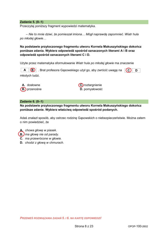 Próbny egzamin ósmoklasisty 2026 CKE: język polski - wszystkie odpowiedzi do arkusza CKE 12.01.2026