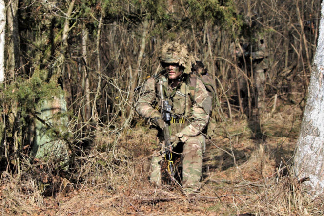 Brytyjscy żołnierze, ćwiczenia na poligonie