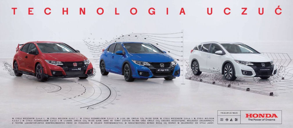 Plakat reklamowy z nową Hondą Civic