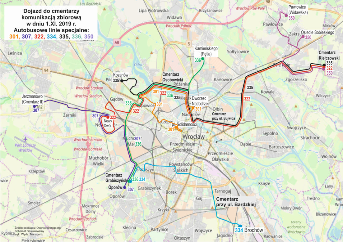 Wszystkich Świętych 2019. Komunikacja miejska we Wrocławiu