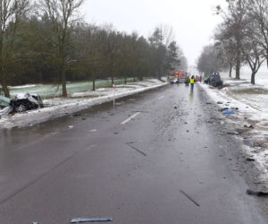 Czechowizna. Volvo zderzyło się czołowo z ciężarówką na DK 65