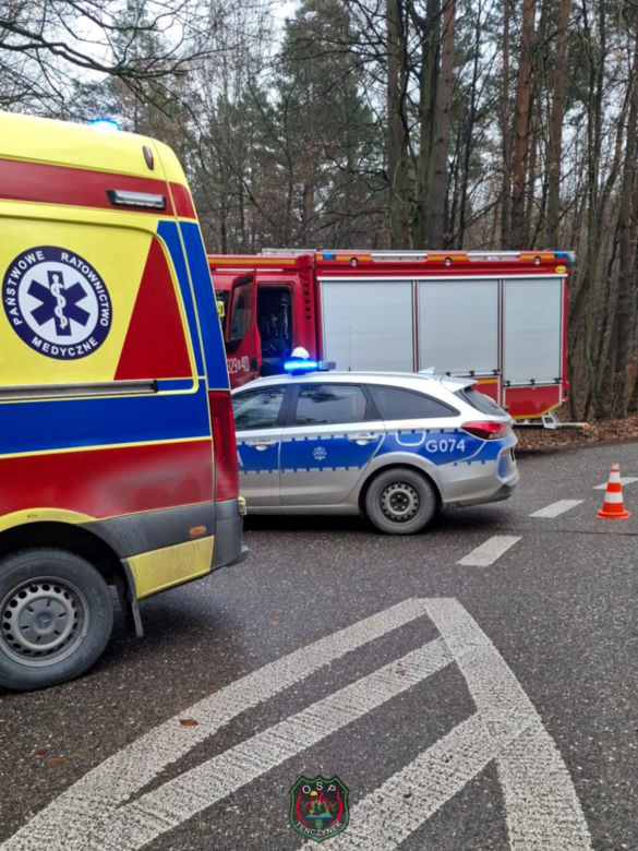 Skoda z dwiema osobami w środku uderzyła w drzewo. 4-letnie dziecko trafiło do szpitala