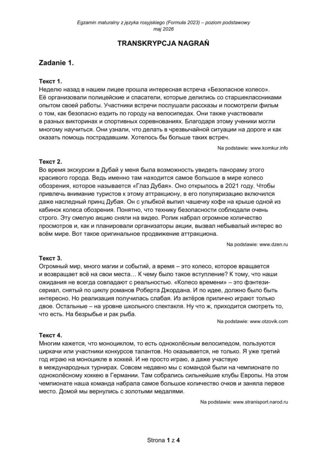 Matura 2026 ROSYJSKI podstawowy: Odpowiedzi do wszystkich zadań - sprawdź, czy zdałeś! 6.05.2026