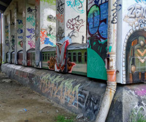 Trójwymiarowy mural przypomina o dawnej świetności linii kolejowej do Polic