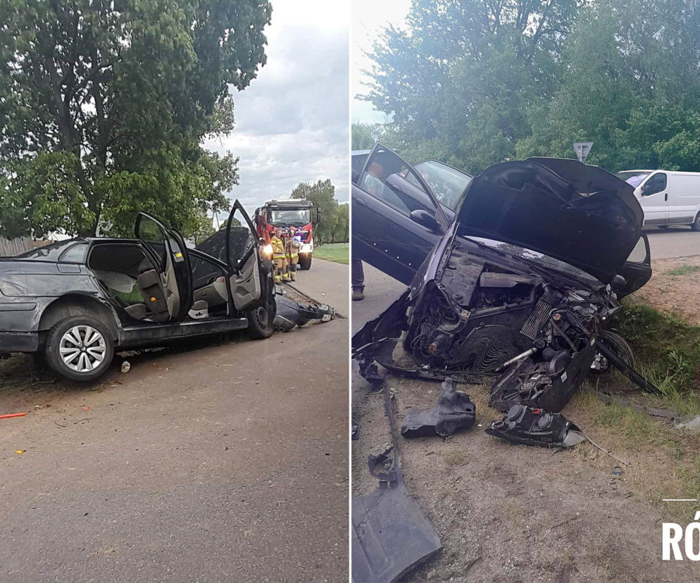 Zmasakrowany citroen pod Makowem Mazowieckim! Pasażerów zabrało pogotowie, pijanemu kierowcy nic się nie stało [ZDJĘCIA]