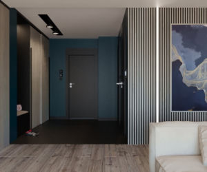 Elegancki salon z kuchnią - projekt koncepcyjny