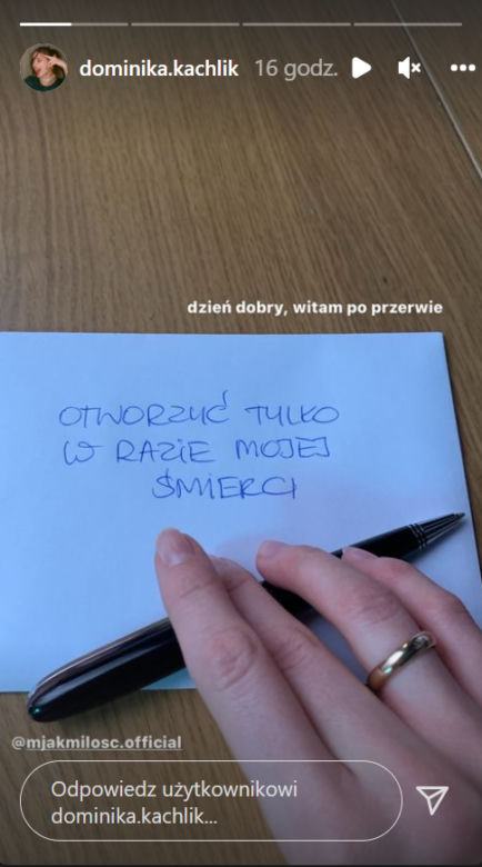 M jak miłość. Dominika Kachlik na planie