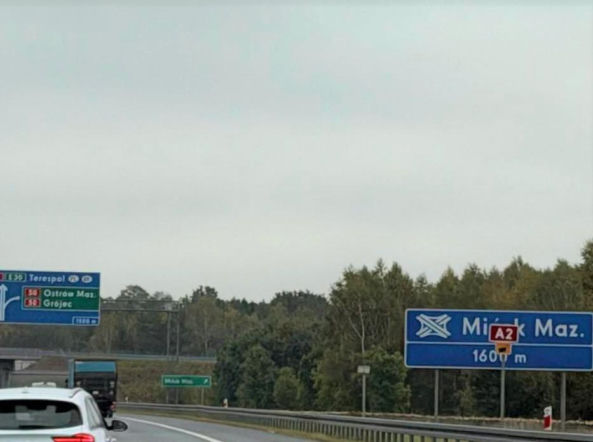 Zjazd z A2 w kierunku Mińska Mazowieckiego lepiej oznakowany