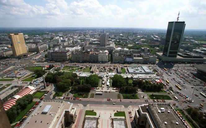 Widok na Warszawę z PKiN w 2001 r.