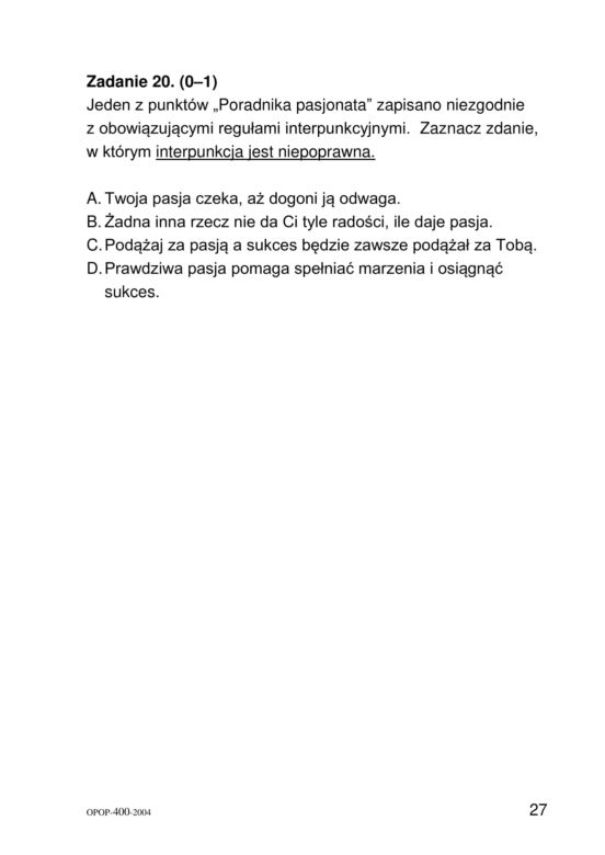 Egzamin ósmoklasisty 2020 - arkusz egzaminacyjny z jęz. polskiego