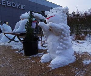 Rzeźby ze śniegu na pętli Głębokie