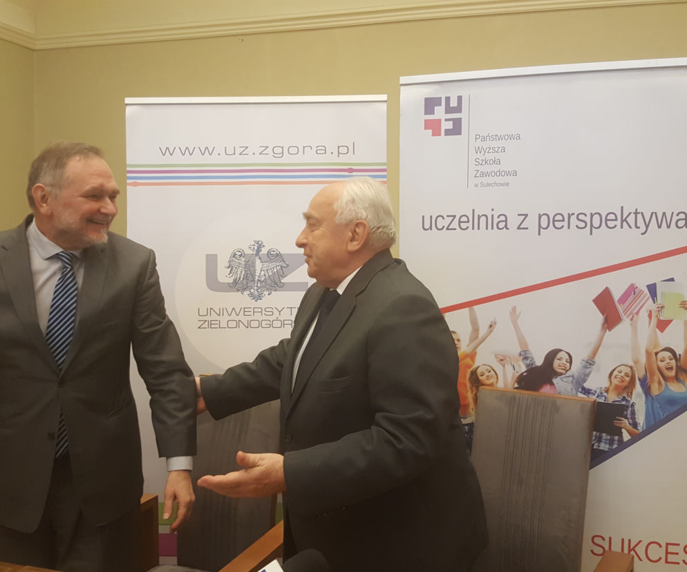 Rektorzy uczelni w Zielonej Górze i Sulechowie: prof. Tadeusz Kuczyński i prof. Marian Miłek