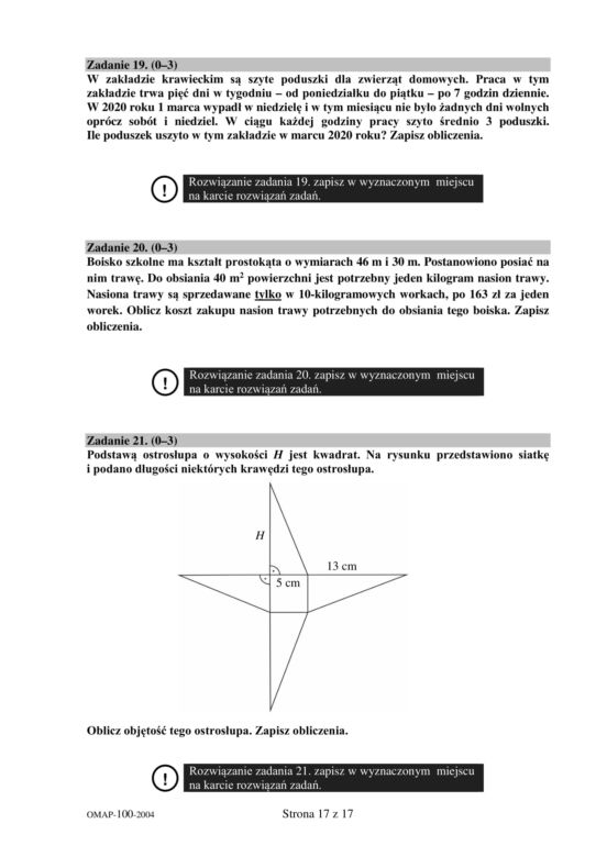 Egzamin ósmoklasisty 2020 - arkusz egzaminacyjny z matematyki