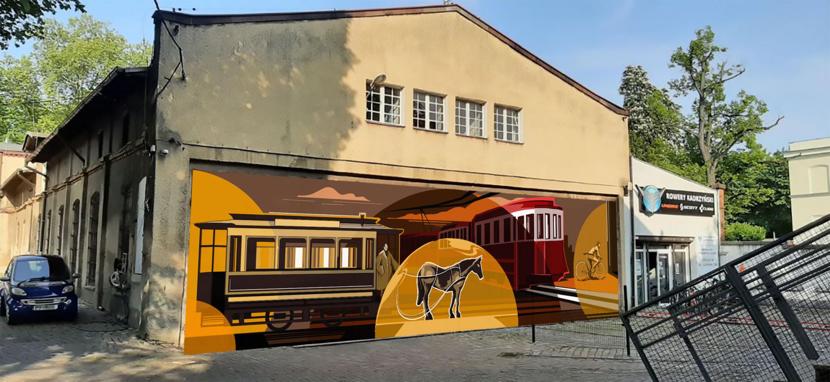 Mural ozdobi budynek zabytkowej zajezdni