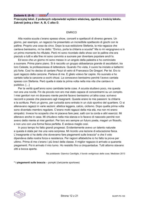 Matura 2025: włoski 7.05.2025. Arkusze CKE i odpowiedzi. Poziom podstawowy [Formuła 2023]	
