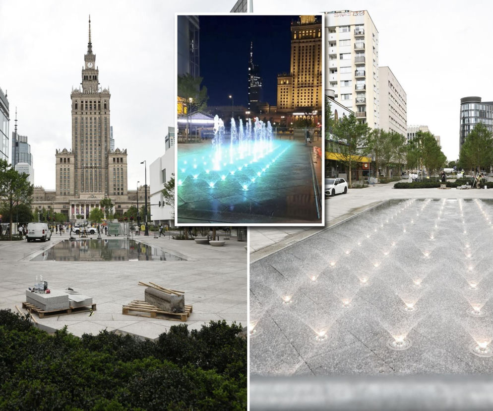 Fontanna w miejscu tunelu na Złotej. Trwają ostatnie prace