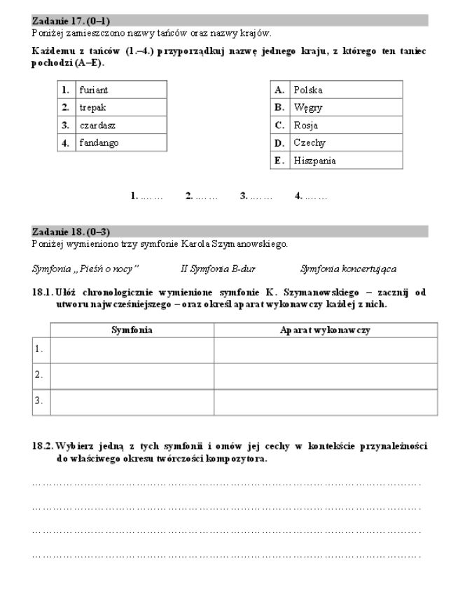 Historia muzyki matura