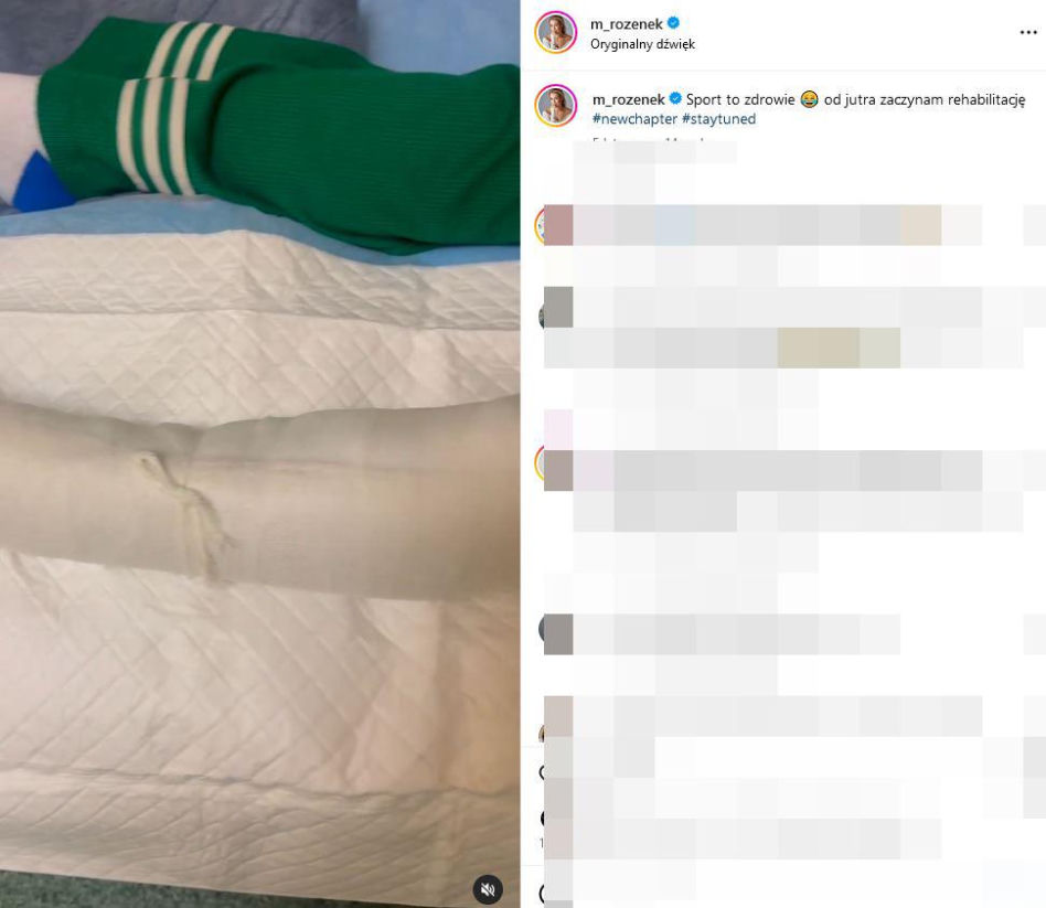 Gips Rozenek po wypadku żyje własnym życiem 