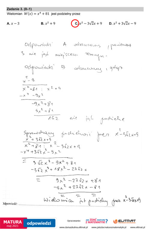 Matura 2021: Matematyka, poziom rozszerzony. Rozwiązania zadań i odpowiedzi od nauczyciela matematyki