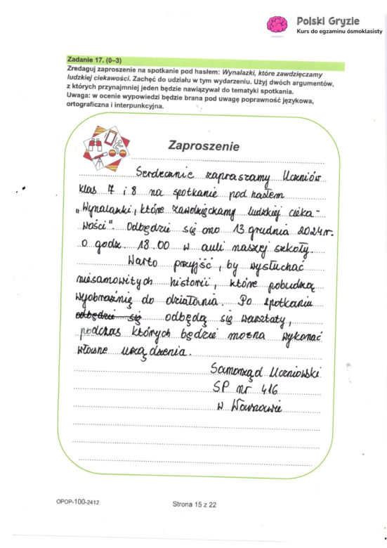 Odpowiedzi próbnego egzaminu ósmoklasisty 2024 z języka polskiego