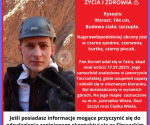 Kornel Kosarzycki zaginął w Tatrach. Doświadczony, przygotowany, rozpłynął się w powietrzu [ZDJĘCIA]