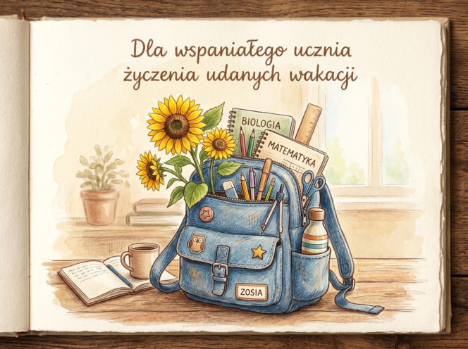 Kartka dla ucznia na zakończenie roku szkolnego