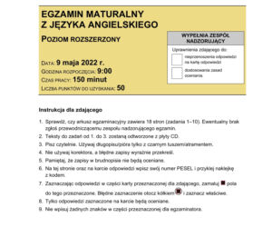 Matura 2022: angielski rozszerzony. Arkusze odpowiedzi, pytania CKE. Poziom rozszerzony
