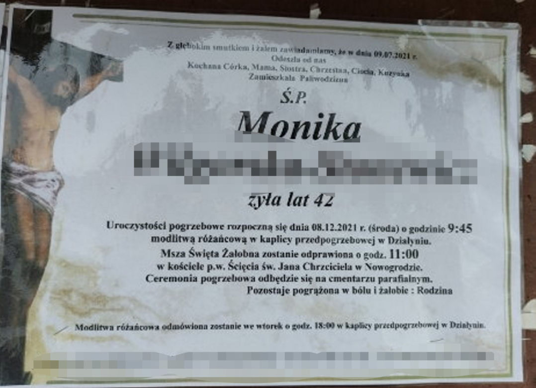 Pogrzeb zamordowanej Moniki. Były partner zakopał jej ciało w lesie