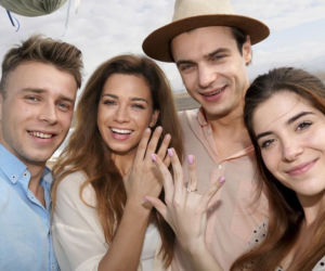 Barwy szczęścia, odciek 2236. Miriam (Sandra Herbich), Agata (Natalia Zambrzycka), Patryk (Konrad Skolimowski), Paweł (Mateusz Rzeźniczak)