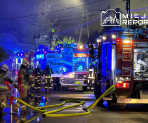 Pożar budynków pod Warszawą