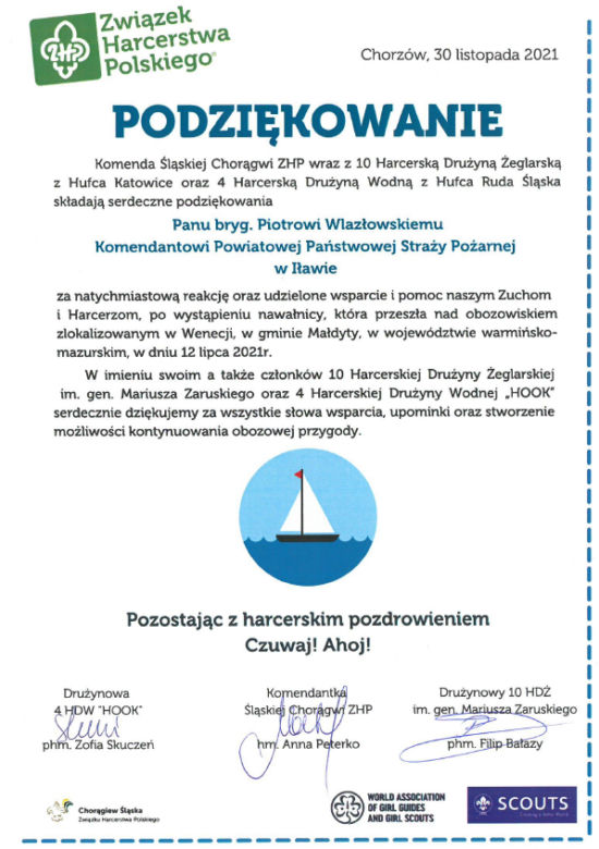 Harcerze podziękowali strażakom z Ostródy i Iławy za pomoc