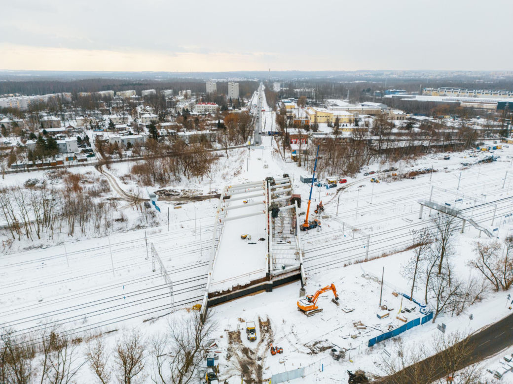 Budowa wiaduktu nad linia kolejową w Sosnowcu