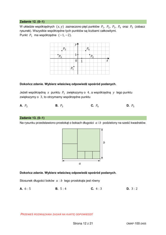 Egzamin ósmoklasisty 2024 - MATEMATYKA