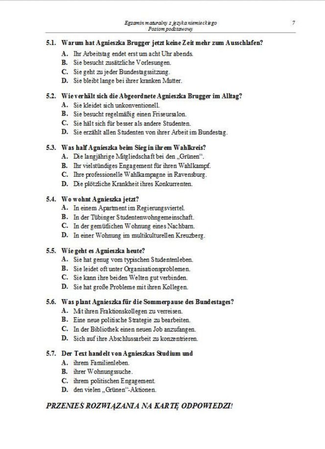Matura 2013 język niemiecki p. podstawowy