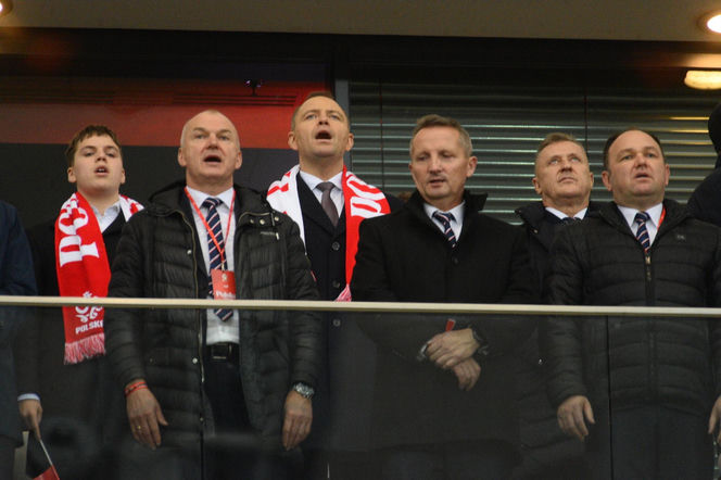 Karol Nawrocki na meczu Polska - Holandia