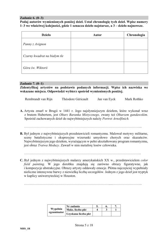 ARKUSZE CKE - Matura historia sztuki 2019