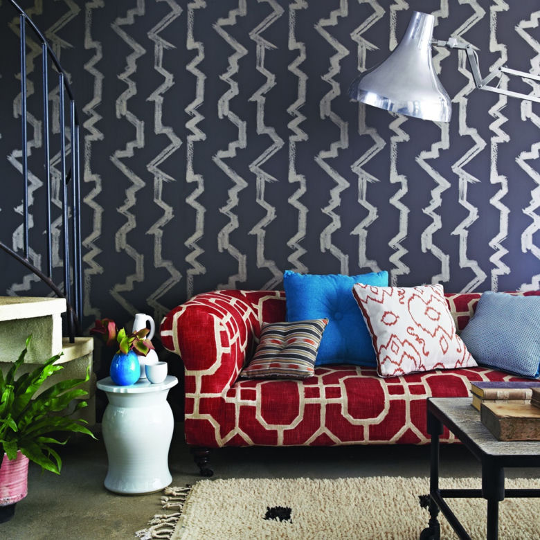 Tapeta z graficznym wzorem w stylu orientalnym