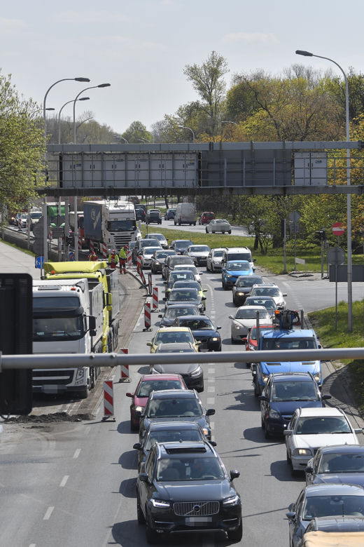 Remont Wisłostrady spowodował duży korek