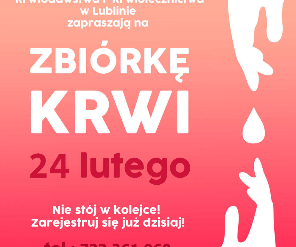 Plakat informujący o akcji poboru krwi