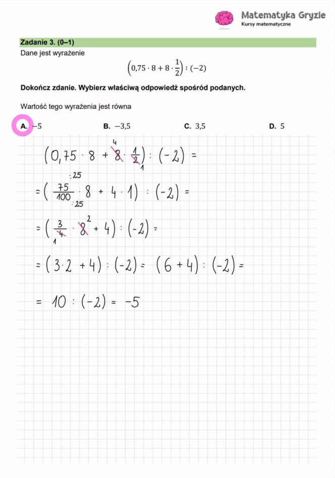 Próbny egzamin ósmoklasisty 2026 - MATEMATYKA. Poprawne odpowiedzi