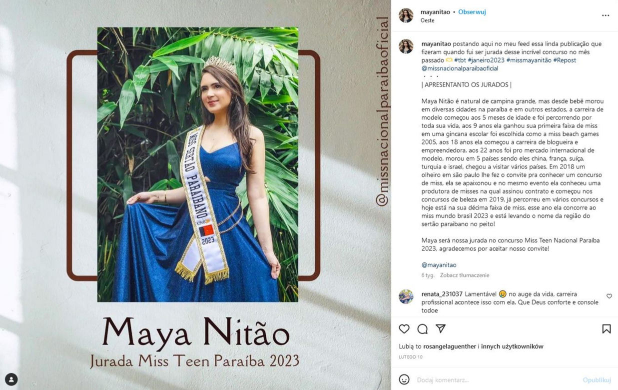 Miss Brazylii nie żyje! 26-latka próbowała się ratować z pożaru
