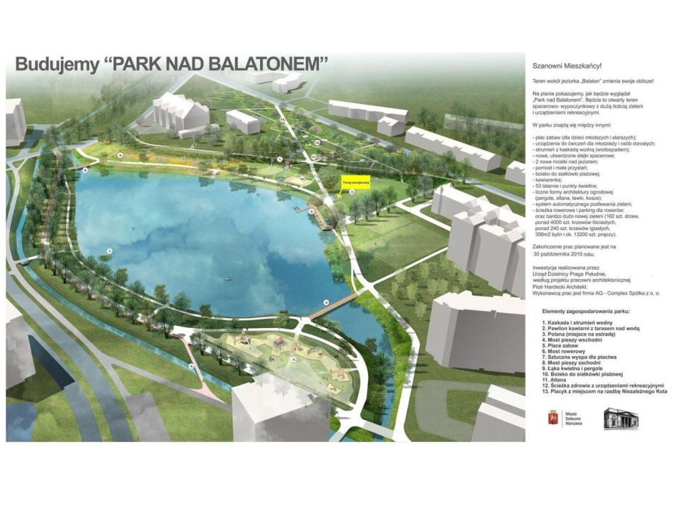 Wizualizacja Parku nad Balatonem w Warszawie