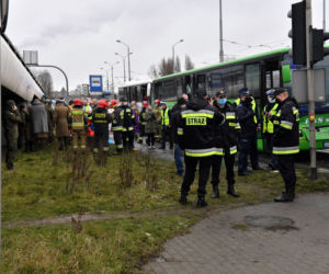  Miejsce zderzenia dwóch autobusów na ul. Gdańskiej w Szczecinie