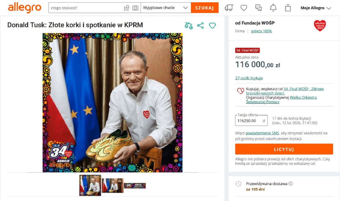 Te licytacje rozbiły bank na WOŚP! Sprawdź, które aukcje osiągnęły najwyższe kwoty