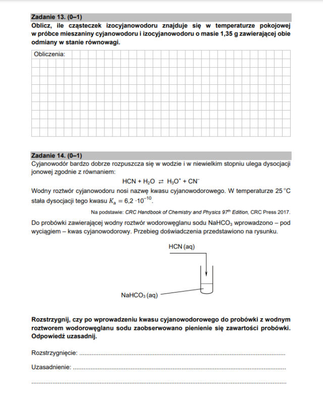 Matura z chemii 2021 - arkusz PDF