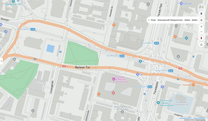 Niemieckie nazwy ulic w Szczecinie na mapach Bing