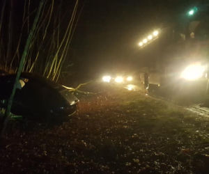 Kierowca z drogi i wjechał do rowu. Potrzebna była interwencja straży pożarnej