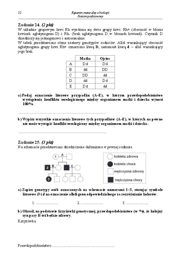 Arkusz biologia podstwowy matura 2014
