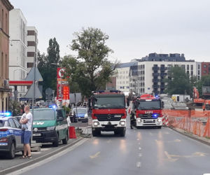 Pożar w centrum Wrocławia. Koparka uszkodziła gazociąg