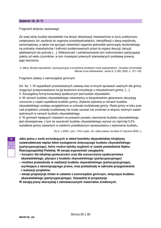 Matura 2026: WOS rozszerzony 12.05.2026r. Arkusze CKE, poziom podstawowy [Formuła 2023]